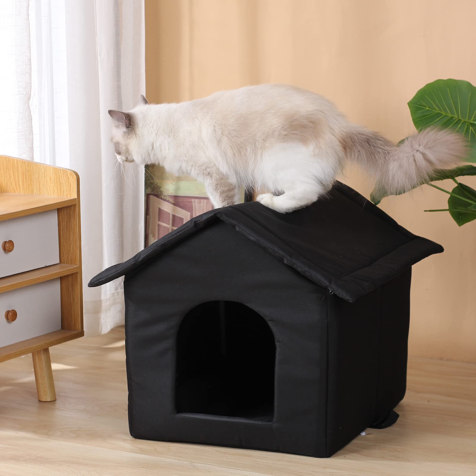 H HONG RI SHENG outdoor cat house size-medium provides a snug shelter