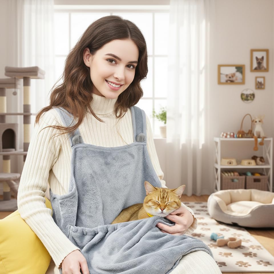Hhuabeibei cat apron uses three-gear snaps for flexible sizing