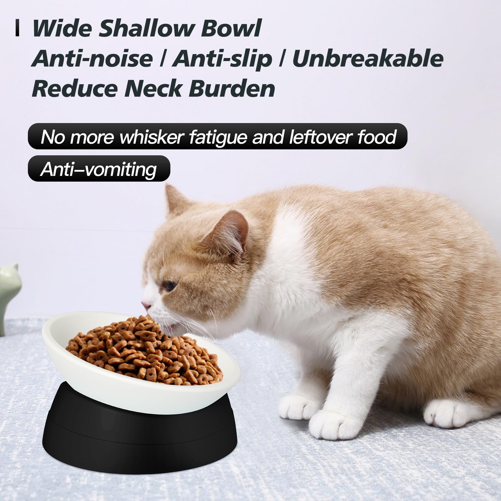 Hi Ravitat non-slip base prevents movement during meals for stability.