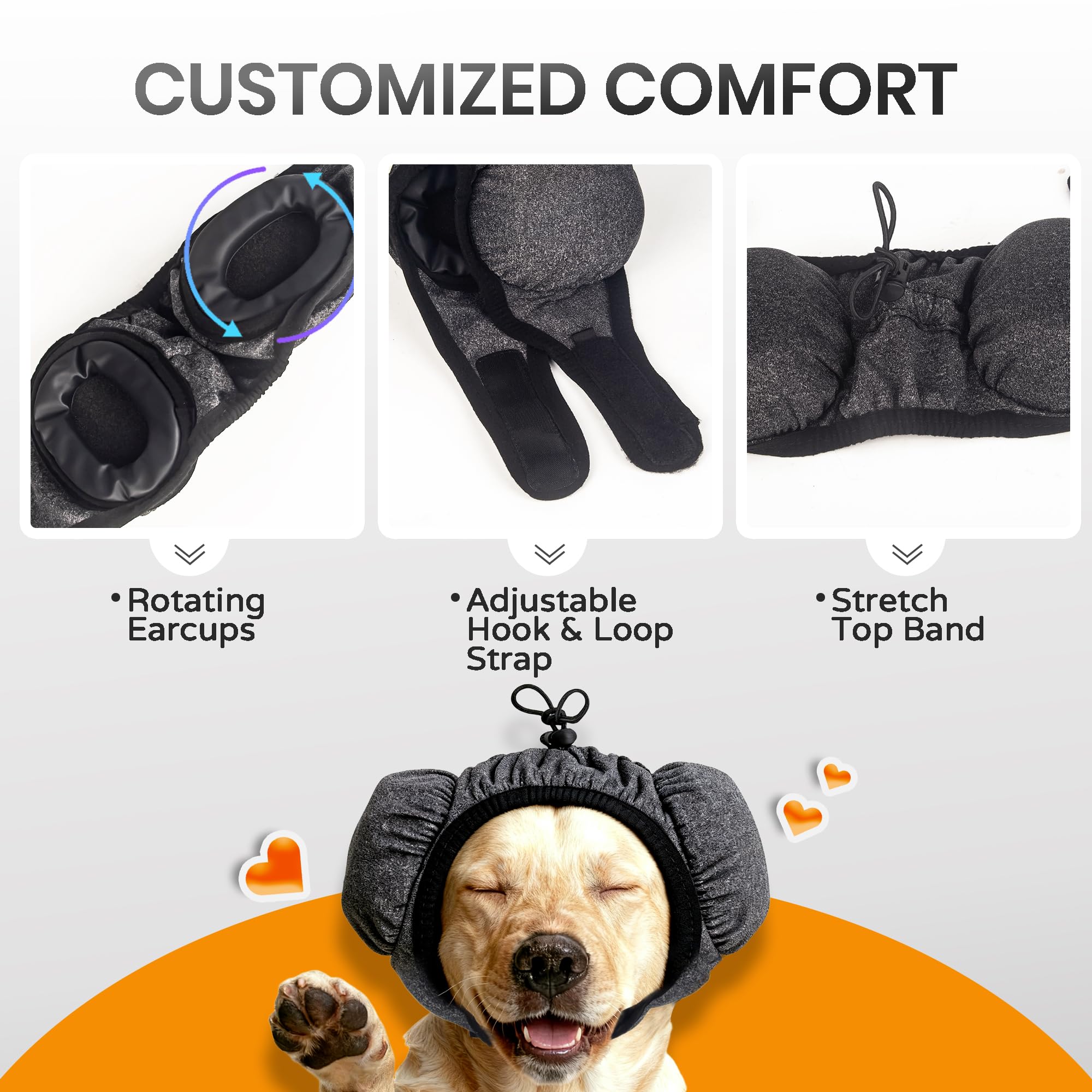 HI-REEKE Dog Ear Muffs reduce noise from fireworks or thunderstorms for calmer moments.