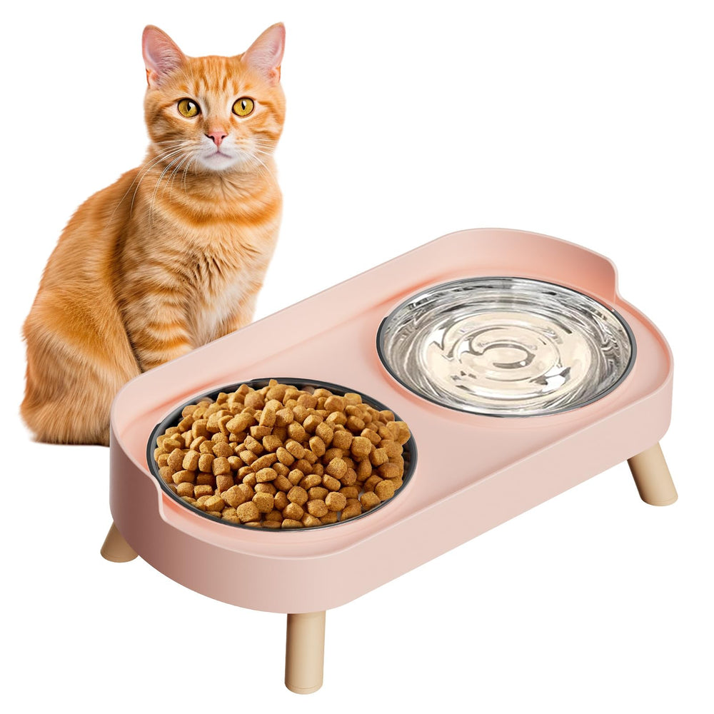HIAIEVIY elevated cat bowl stand provides sturdy support for comfortable indoor meals.