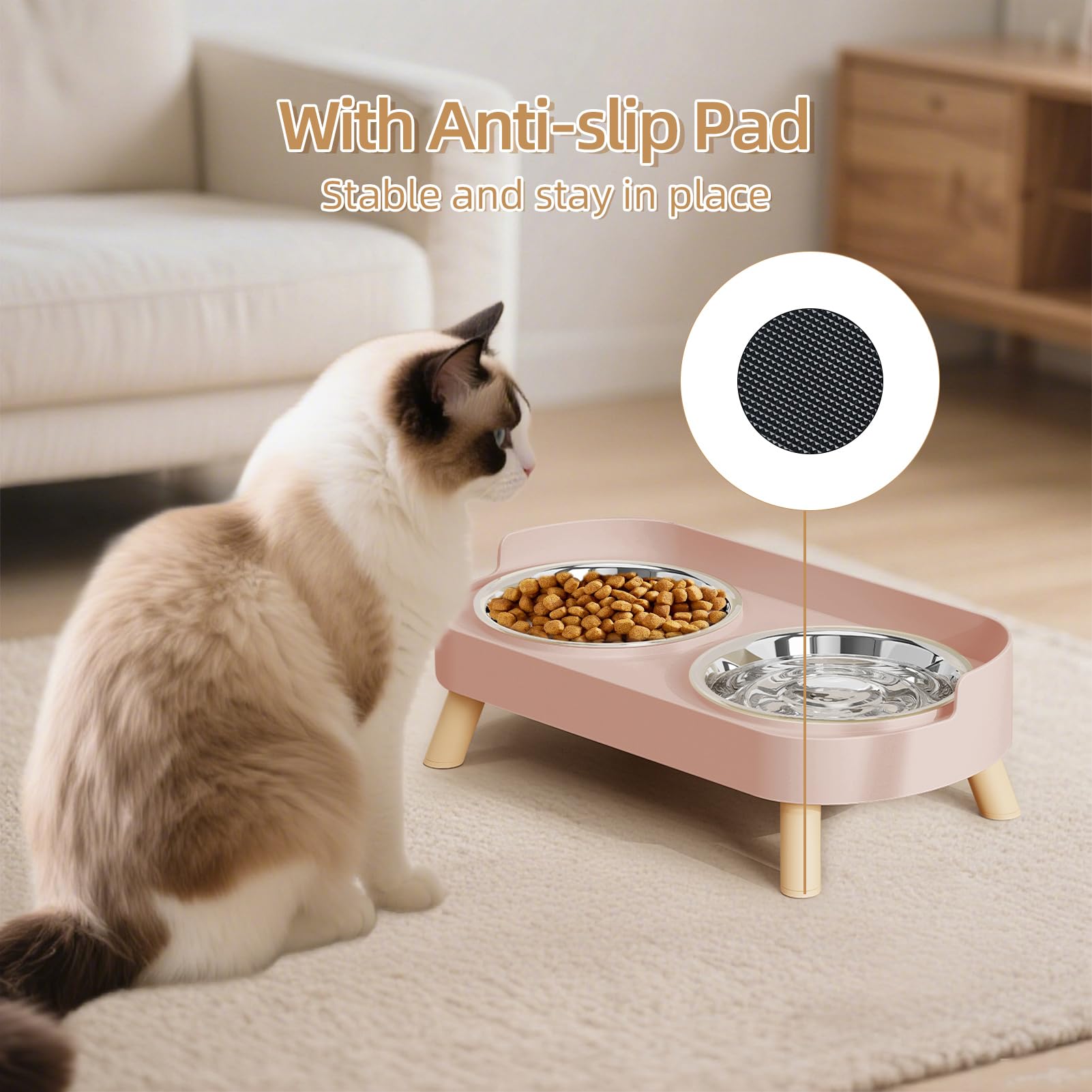 HIAIEVIY stand with non-slip base stays put during active eating.