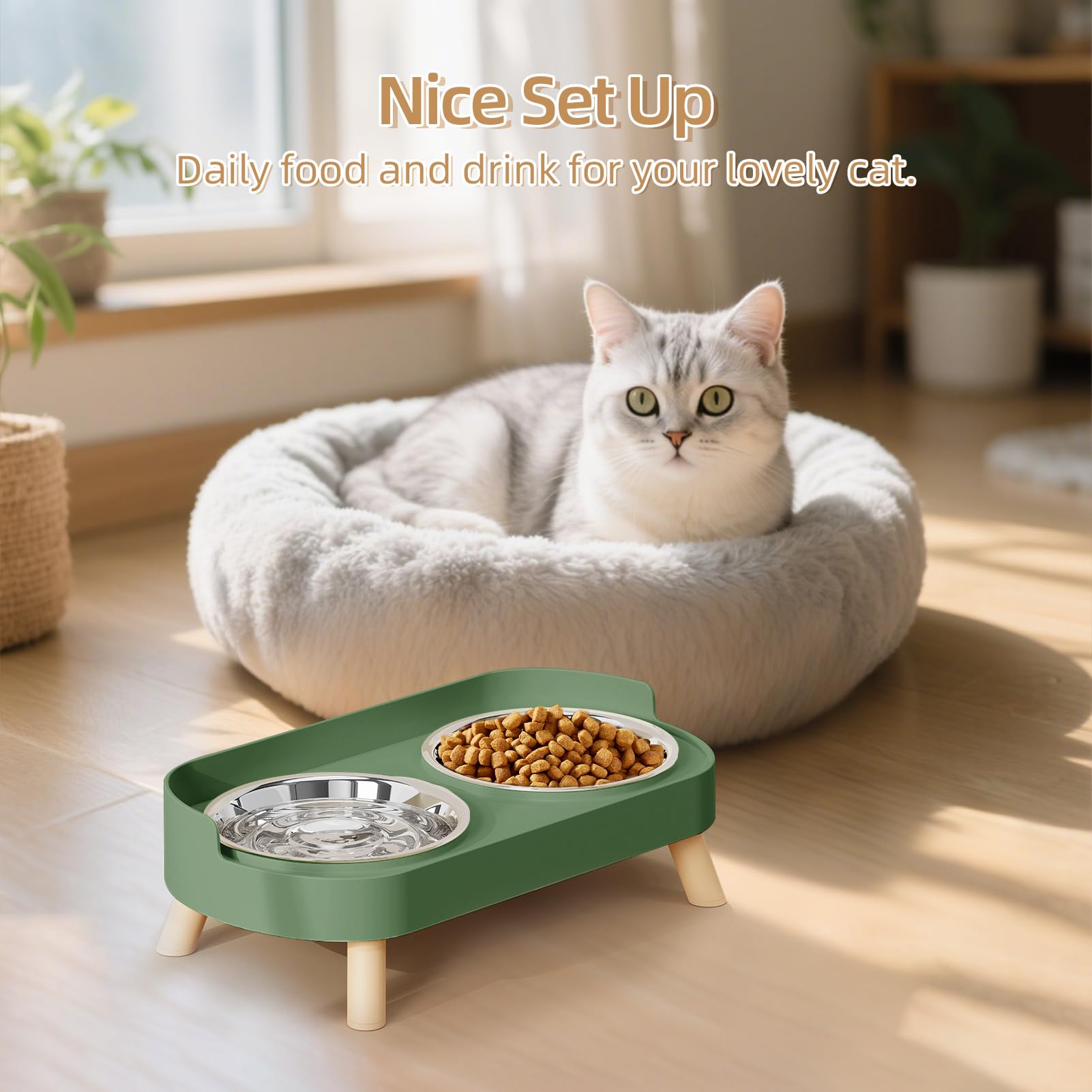 HIAIEVIY modern green design complements home decor while supporting neat feeding areas.