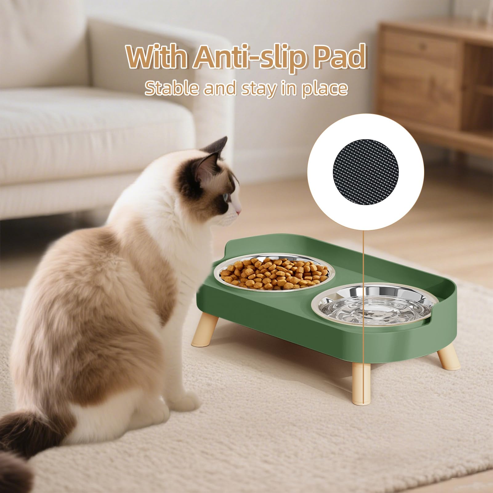 HIAIEVIY non-slip base keeps bowls in place during active mealtime moments.