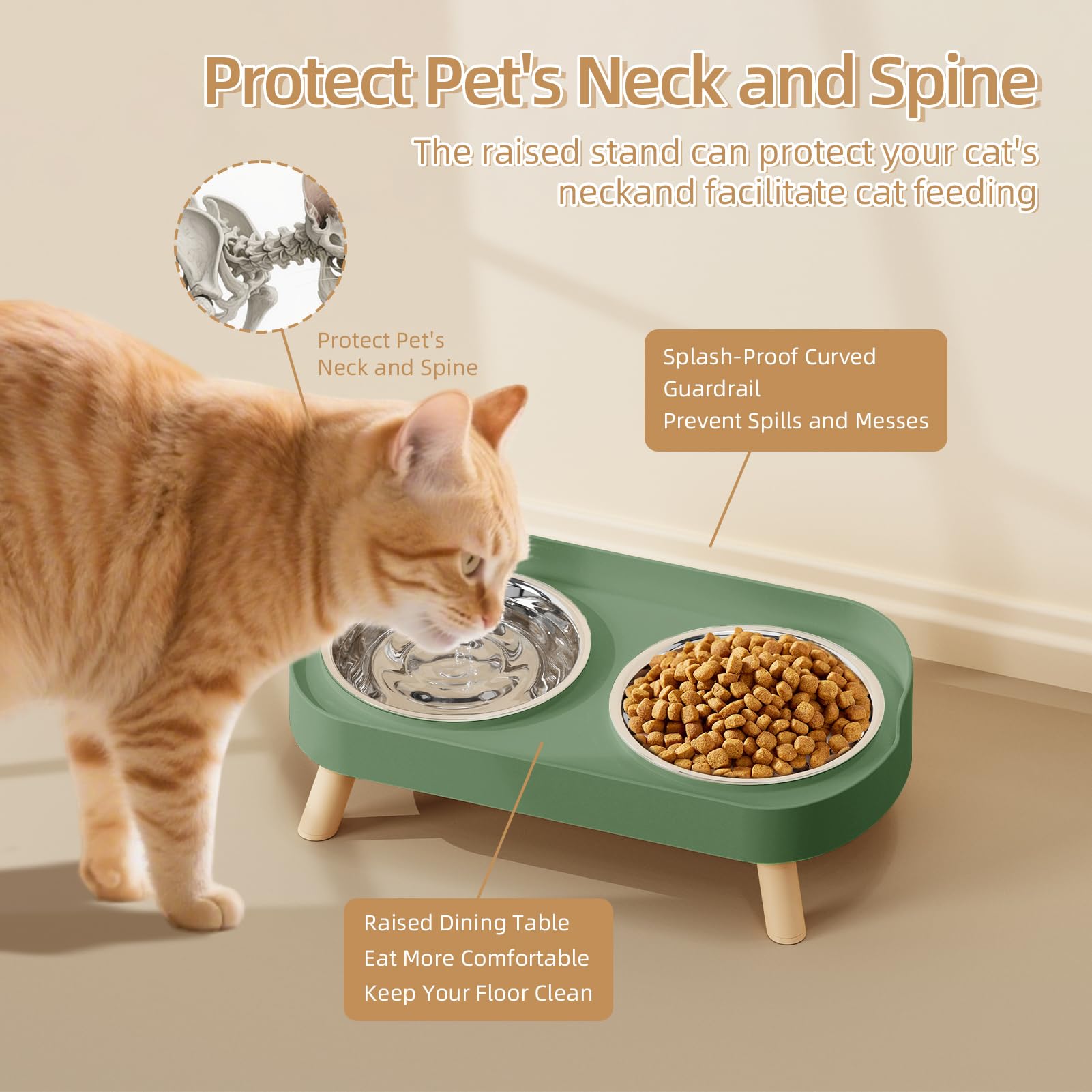 HIAIEVIY splash-proof edge reduces spills during meals and water access.