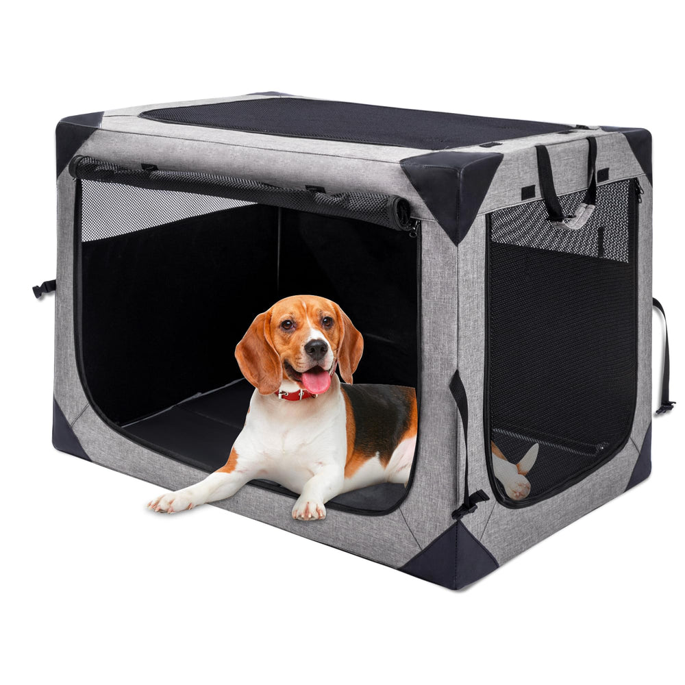 Hiaksedt dog crate 36-inch foldable outer view, lightweight and travel-ready.