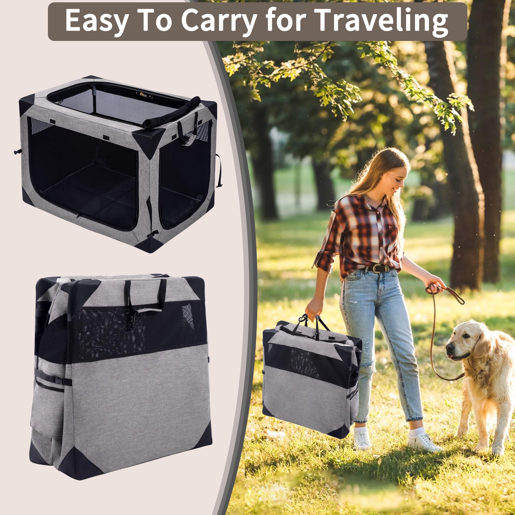 Hiaksedt anti-chewing Oxford cloth keeps the crate durable and pet-friendly.