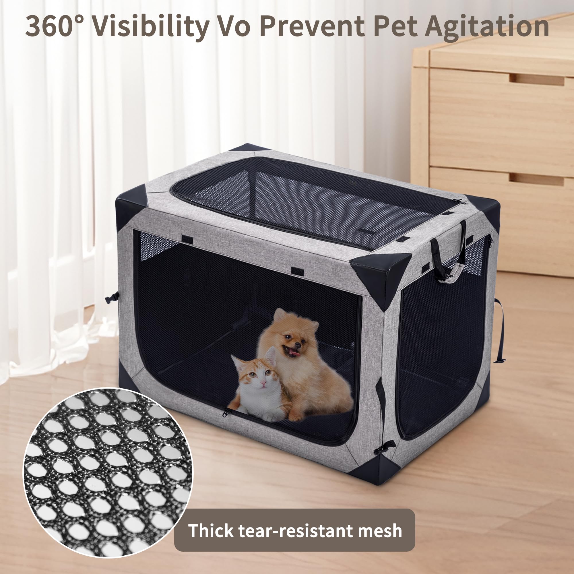 Hiaksedt interior with thick pad enhances pet comfort during rest.