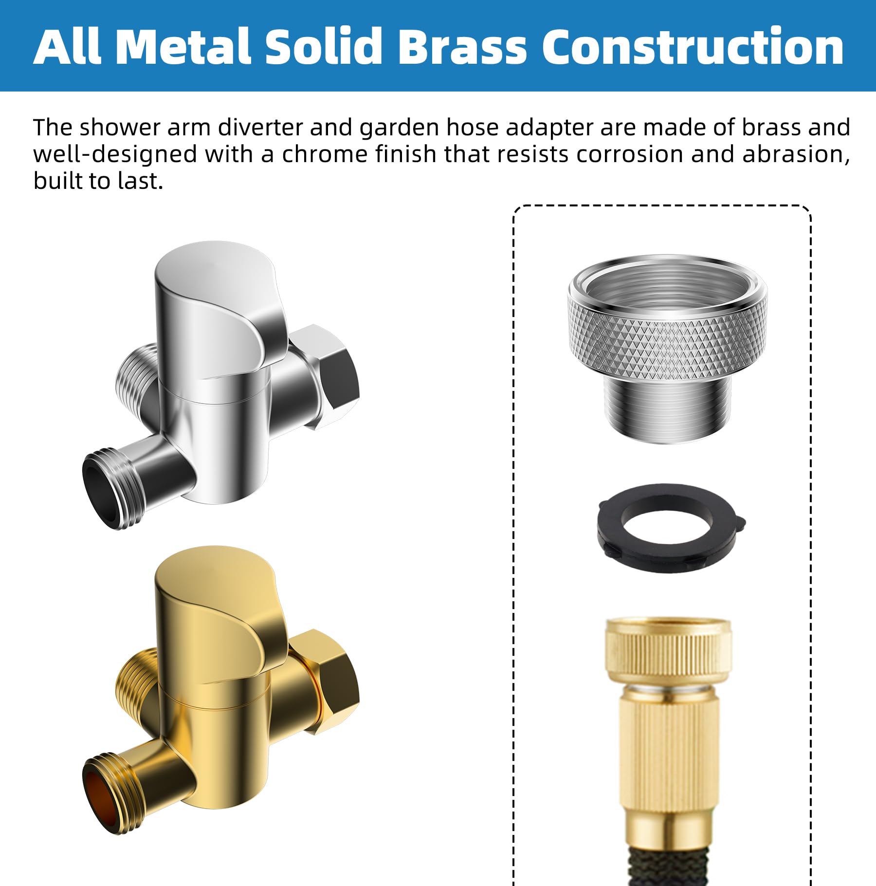 Hibbent three way diverter control provides three spray options for different needs.