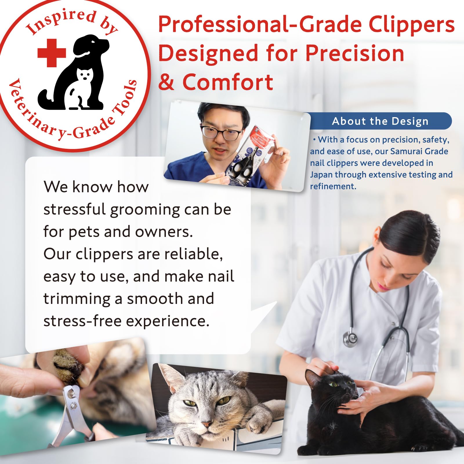 HIBINO Samurai cat nail clippers durable design stands up to long-term use