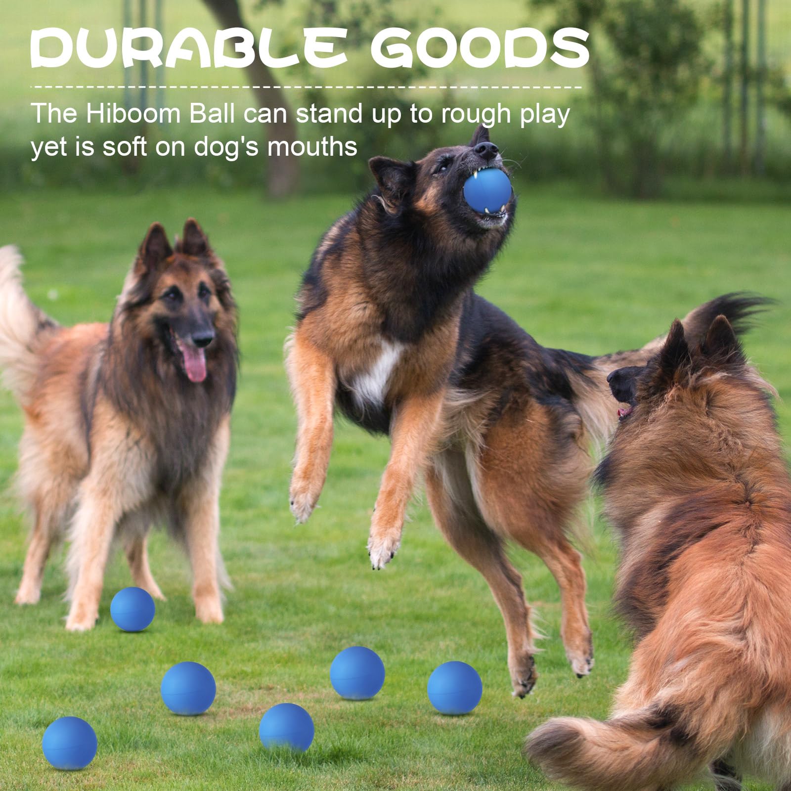 Hiboom 2.4-inch blue dog balls ready for training and daily play