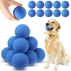 Hiboom 15-pack natural rubber dog balls blue front view for easy fetch training