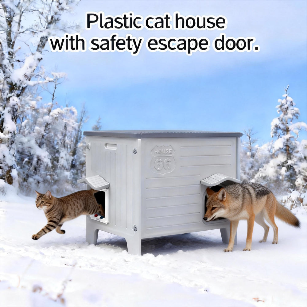 HiCaptain Weatherproof Cat House durable plastic construction resists rain and sun for long-lasting use