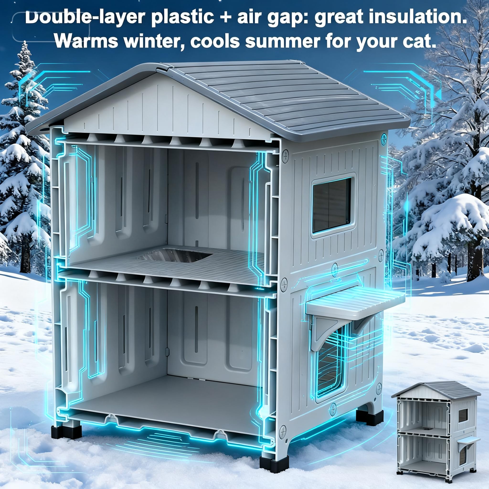 HiCaptain weatherproof cat house easy-assembly with snap-together parts saves setup time.