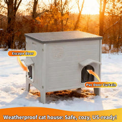 HiCaptain Weatherproof Cat House interior spacious view shows roomy space for feral cats
