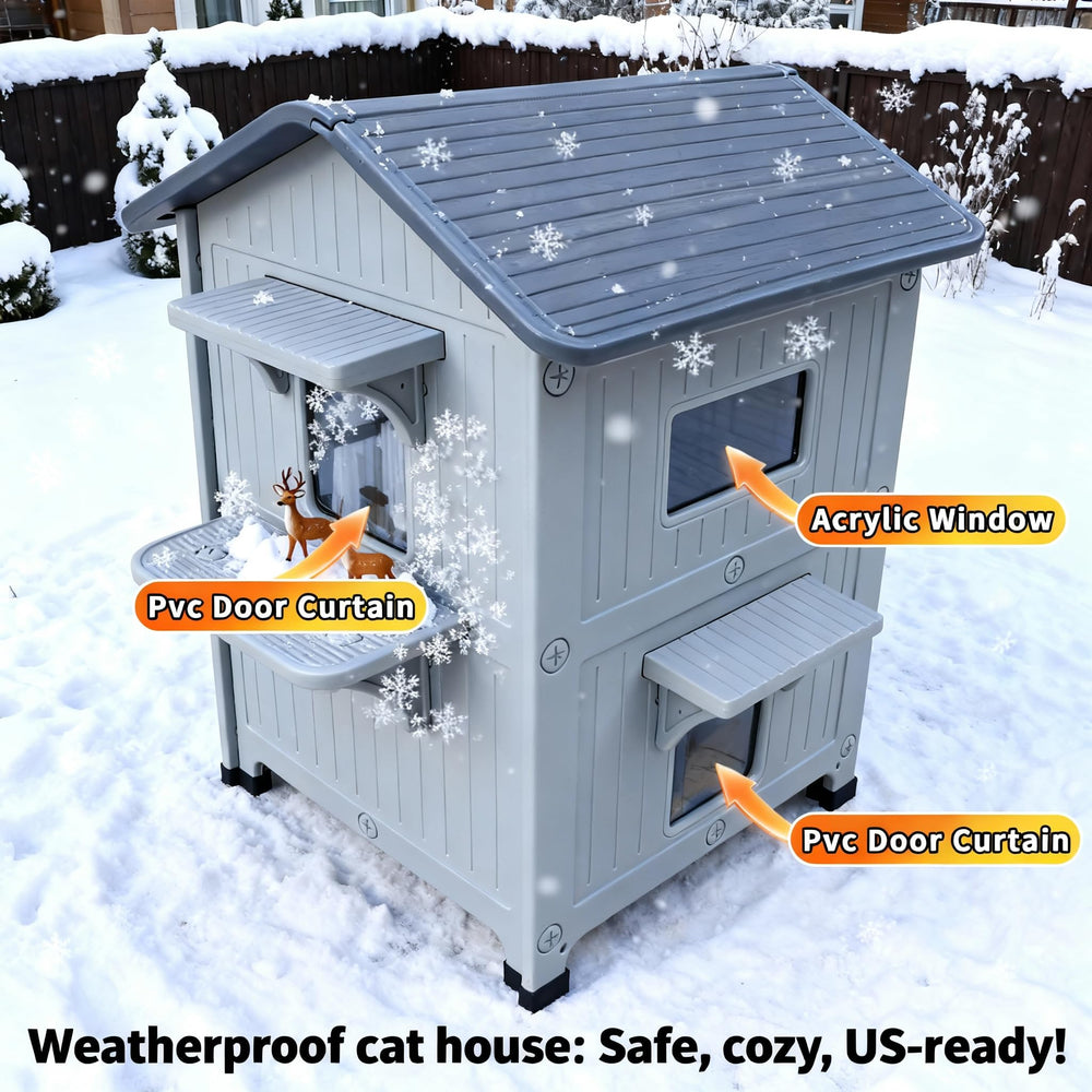 HiCaptain weatherproof cat house interior spacious for multi-cat lounging and nesting.
