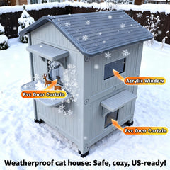 HiCaptain weatherproof cat house interior spacious for multi-cat lounging and nesting.