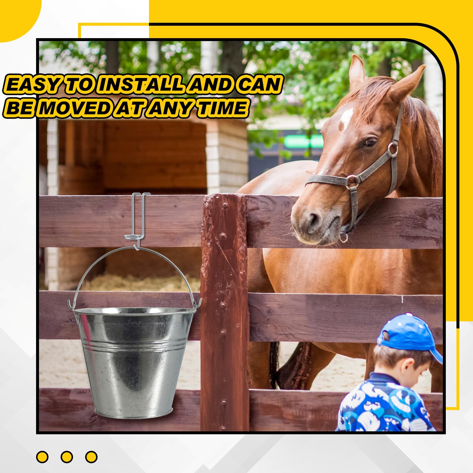 Hicarer barn organization hook helps keep tools and buckets tidy.