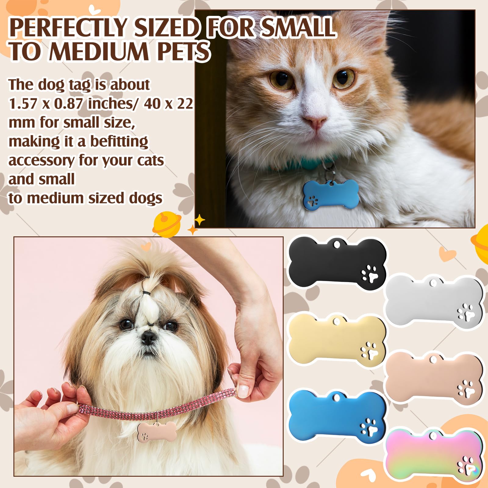 Hicarer dog and cat tag with dual-sided engraving for customization.