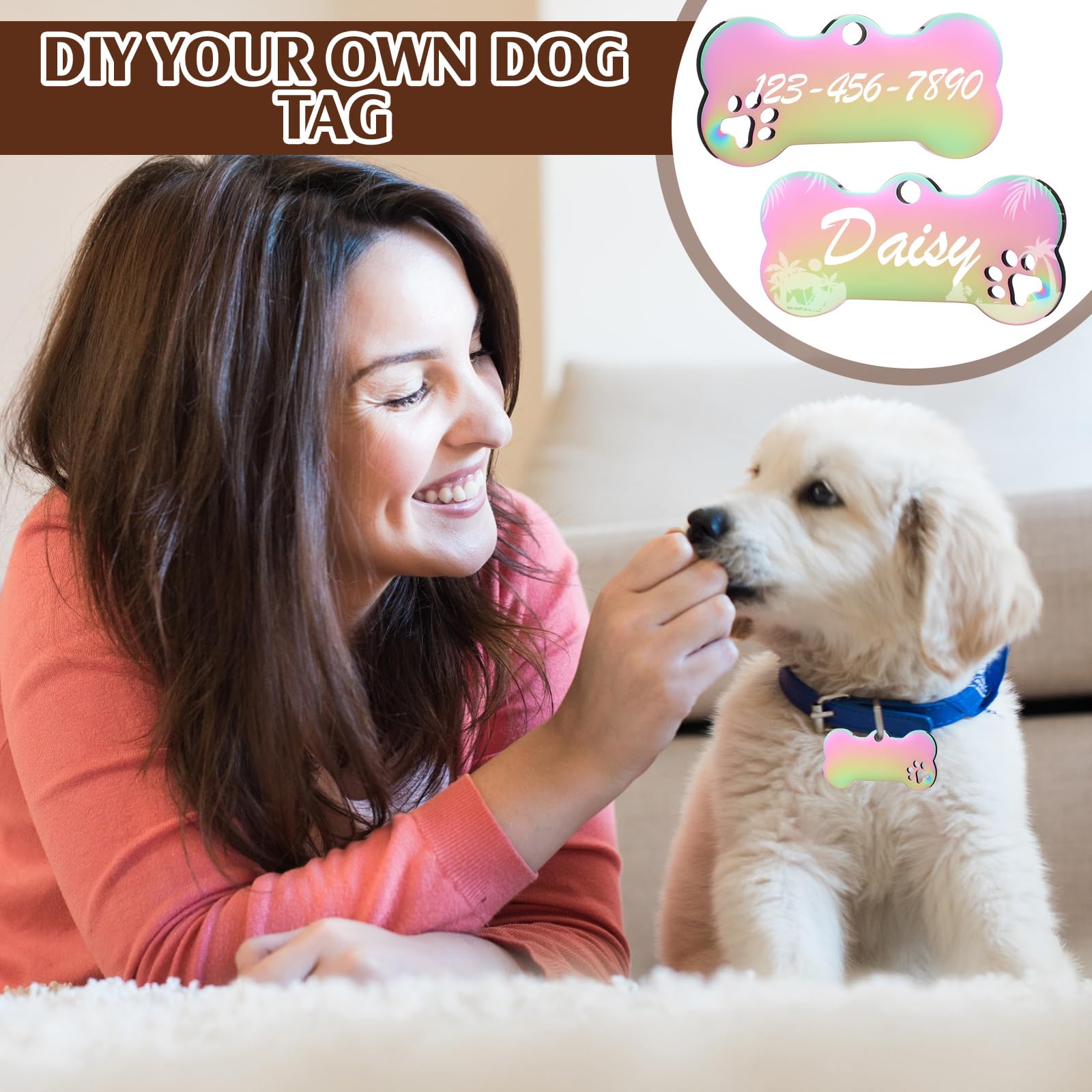 Hicarer compact 40x22 mm tag fits small to medium pets without hindering movement.