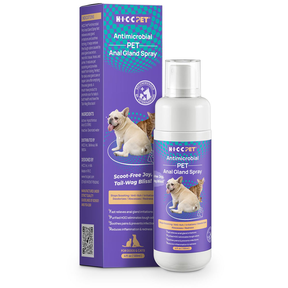 HICC PET Anal Gland Spray 4 oz bottle for at-home anal gland support