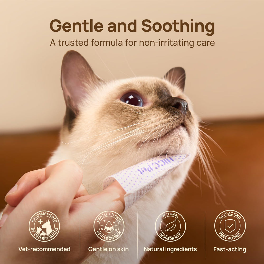 HICC PET Cat Chin Acne Finger Wipes enzyme action graphic illustration