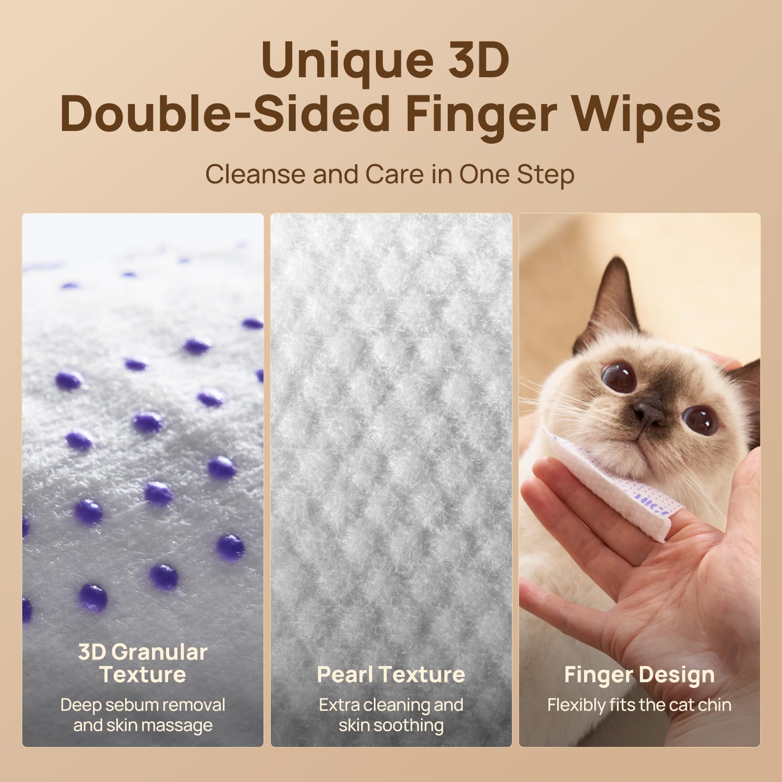 HICC PET Cat Chin Acne Finger Wipes no-rinse convenience during busy daily routines