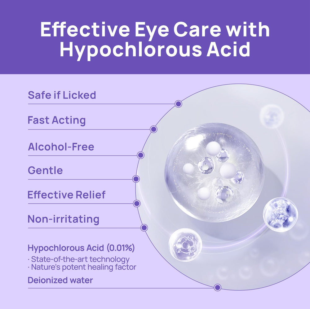 HICC PET cat eye drops bottle graphic highlights gentle care for feline eyes.