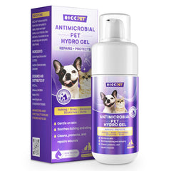 HICC PET dog wound hydro gel bottle close-up for gentle wound care