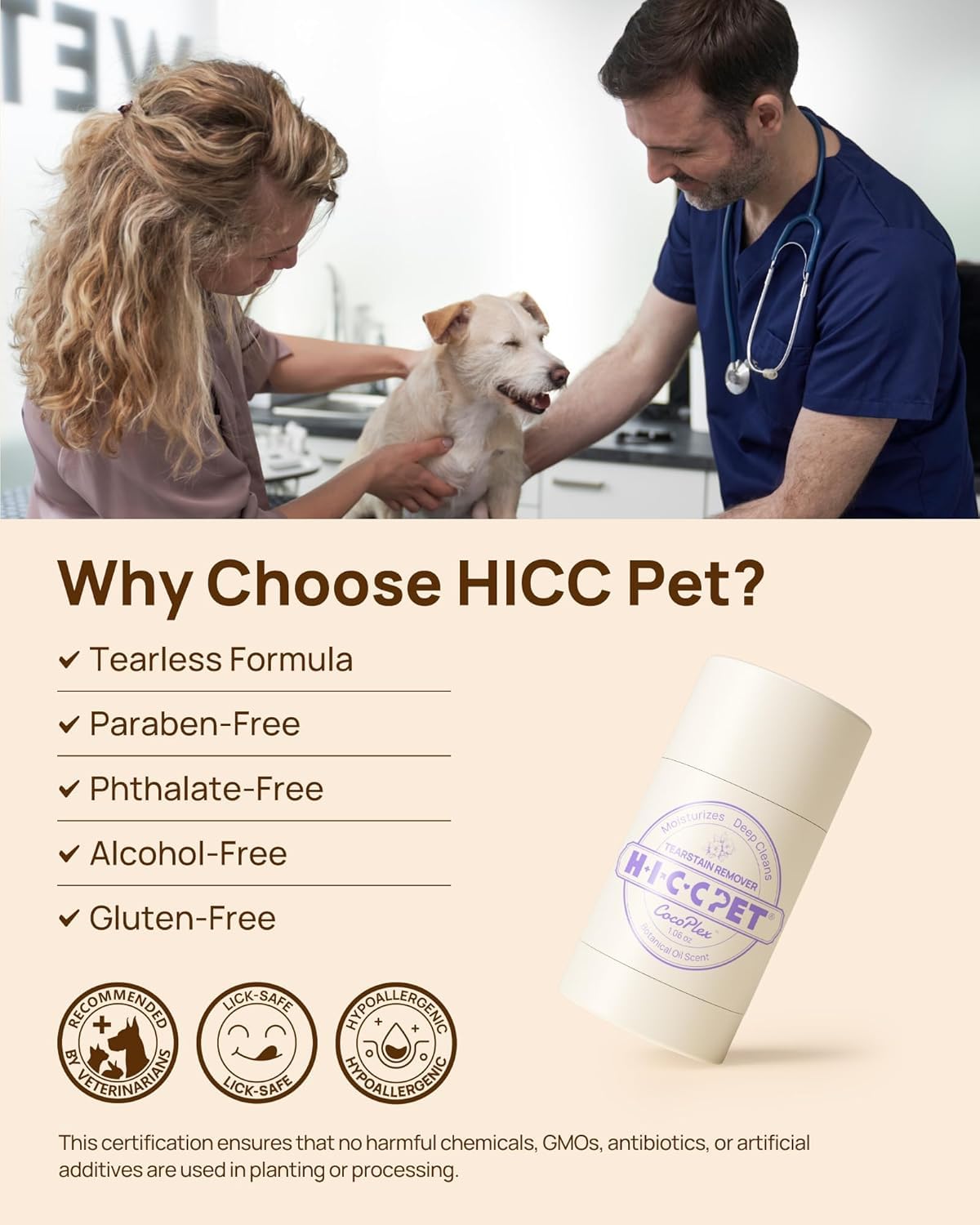 HICC PET Eye Balm protective layer image demonstrates barrier against pollen and dust.