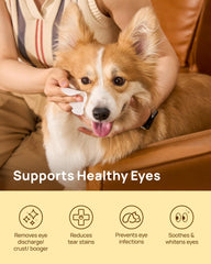 HICC PET Eyes Wipes close-up texture reveals soft pearl cotton for gentle cleansing.