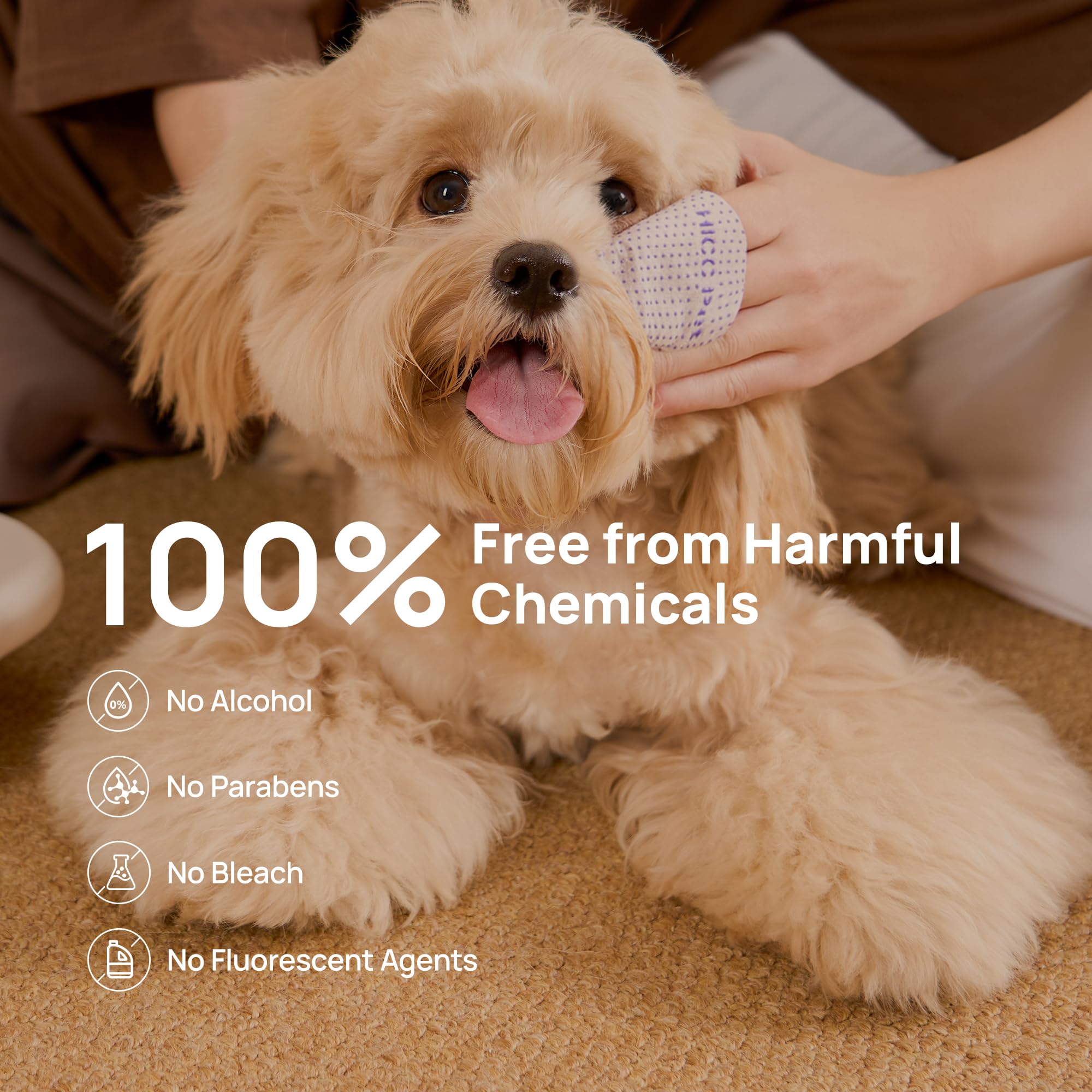 HICC PET Eyes Wipes hypoallergenic, alcohol-free formula safe for sensitive eyes.