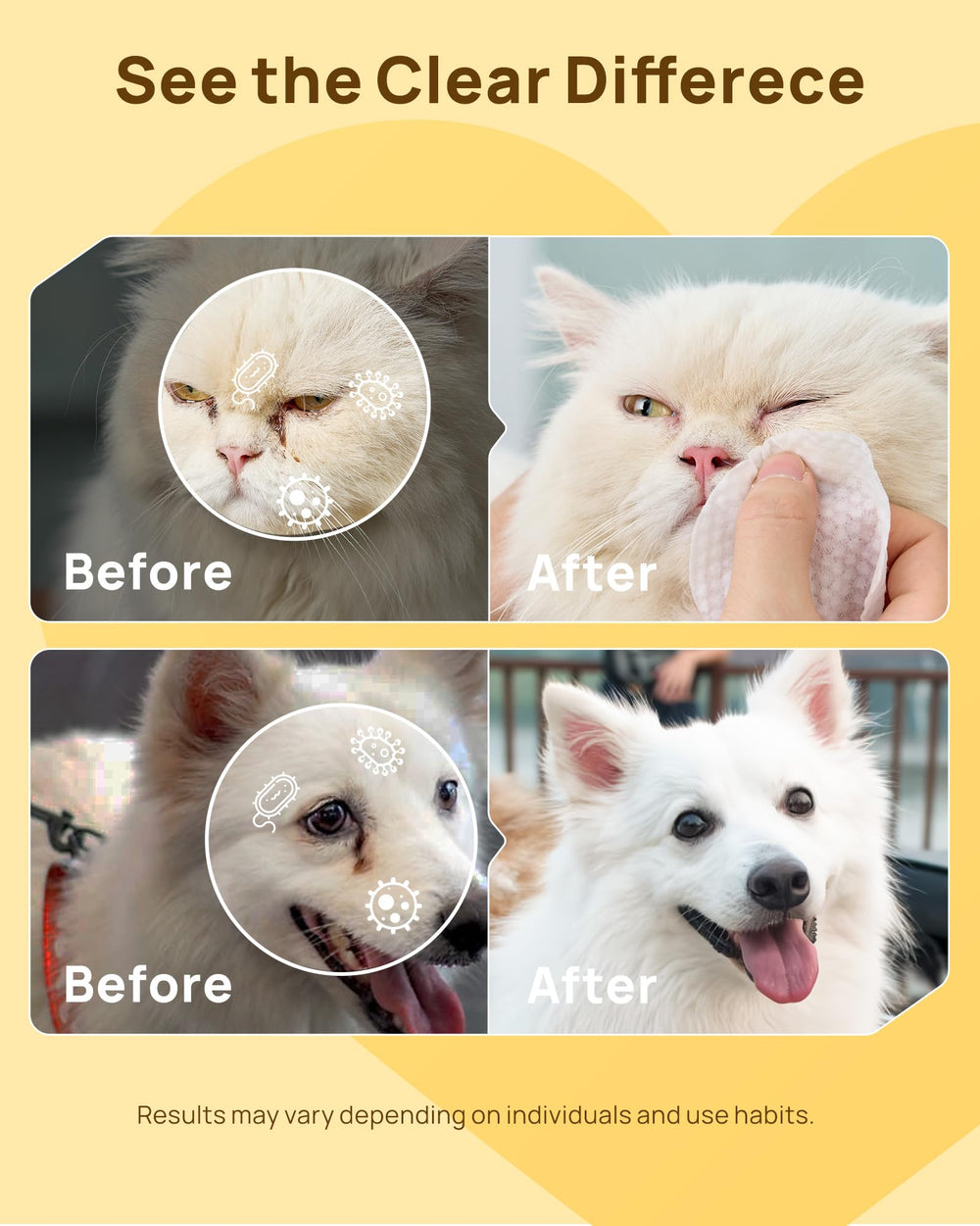 HICC PET Eyes Wipes hypoallergenic formulation is safe for sensitive pets.