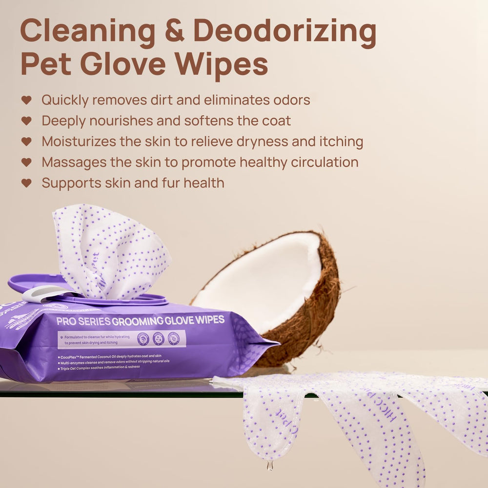 HICC PET Glove Wipes Pro Series dual-texture side for dirt removal on coats.