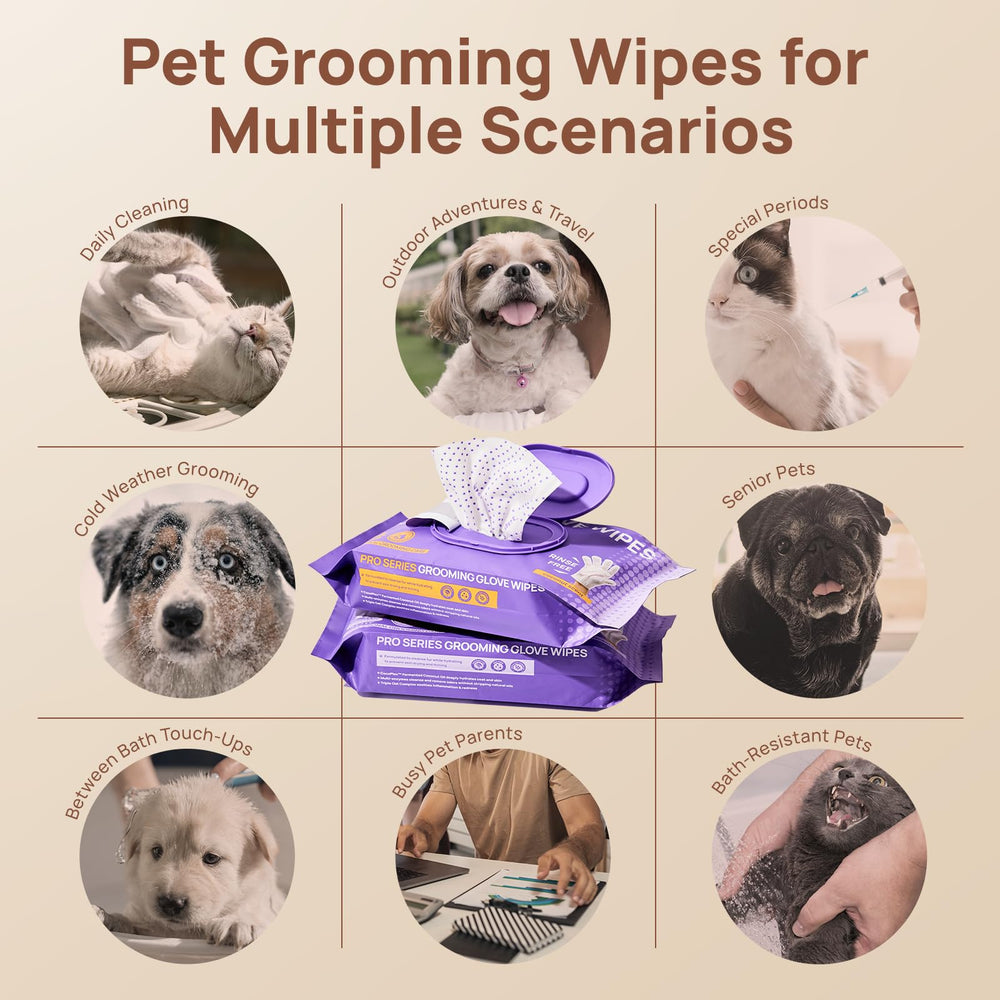 HICC PET Glove Wipes Pro Series skin-soothing formula nourishes sensitive skin.