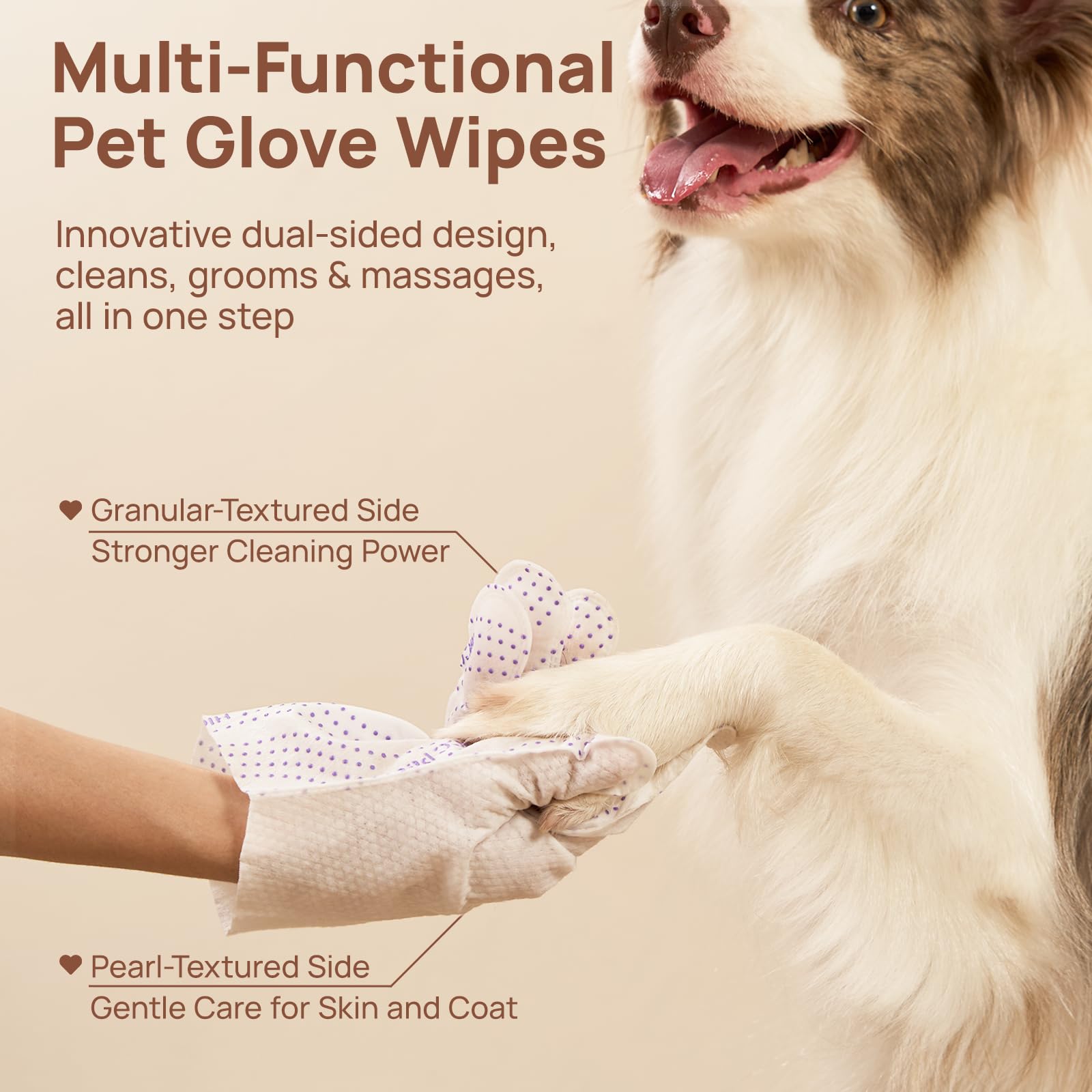 HICC PET Glove Wipes Pro supports waterless grooming with 600ml liquid per pack.