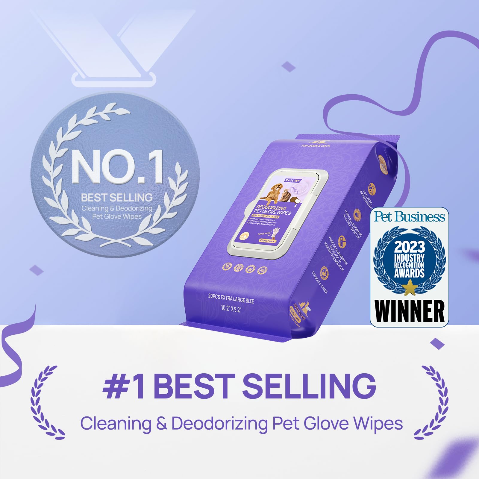 Travel-friendly HICC PET glove wipes for on-the-go cleanup