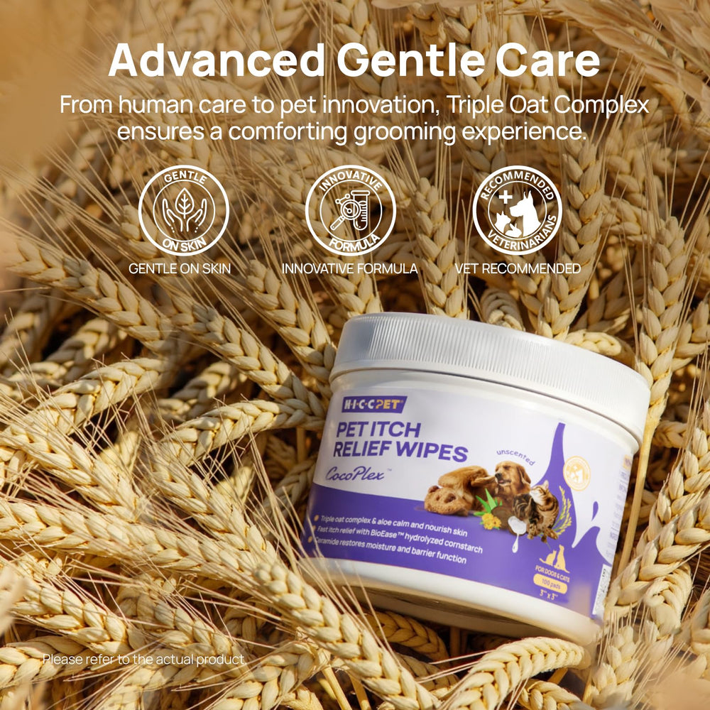 HICC PET Itch Relief Wipes applying to hot spot for targeted comfort
