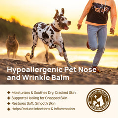 HICC PET Nose Balm application steps image demonstrates easy twist-to-dispense use for pet care