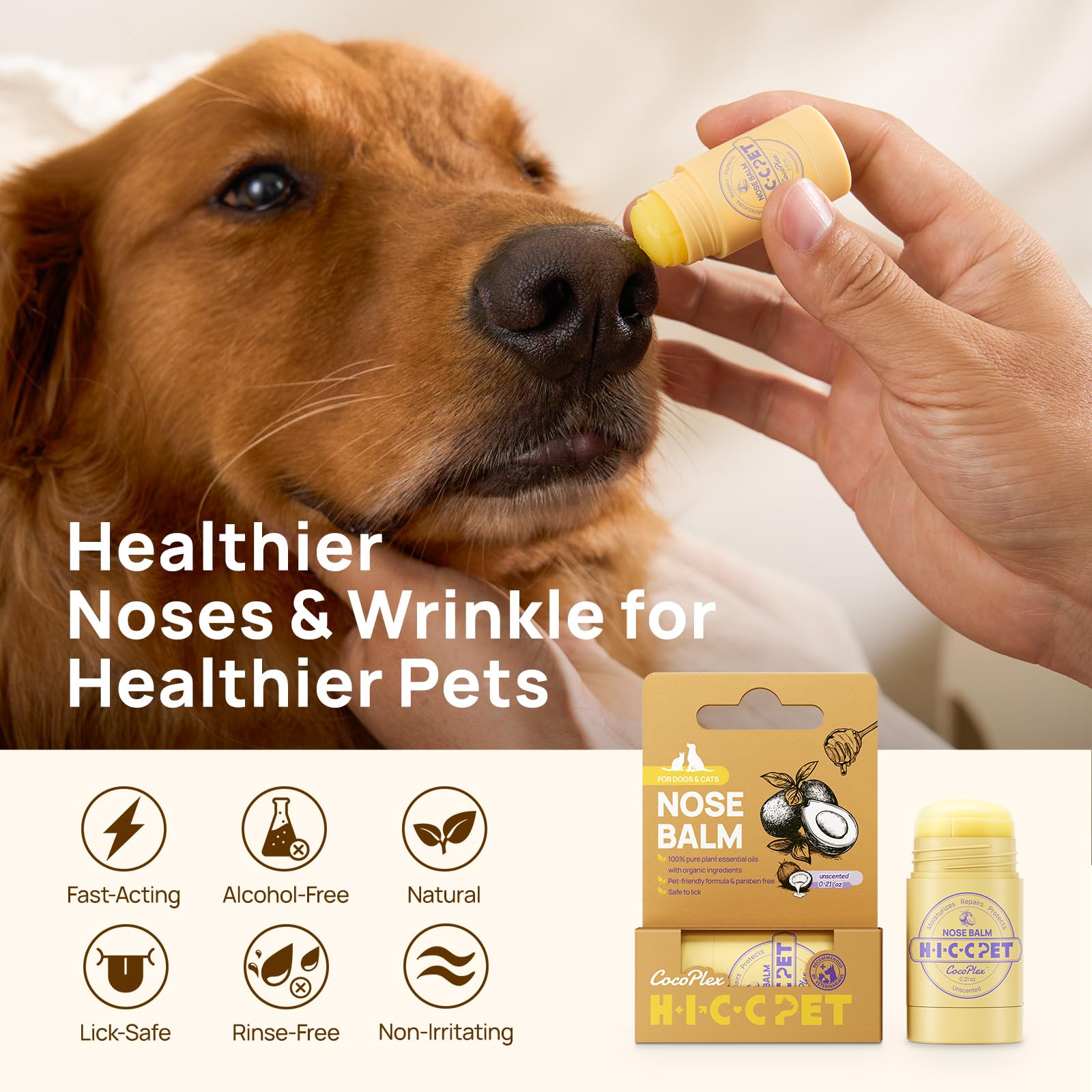 HICC PET Nose Balm weather protection effect on dry nose during cold days.