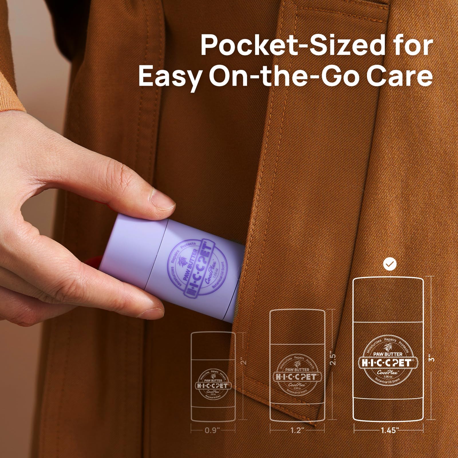 HICC PET paw balm compact packaging for on-the-go care
