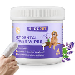 HICC PET teeth cleaning wipes package enables quick at-home dental care.