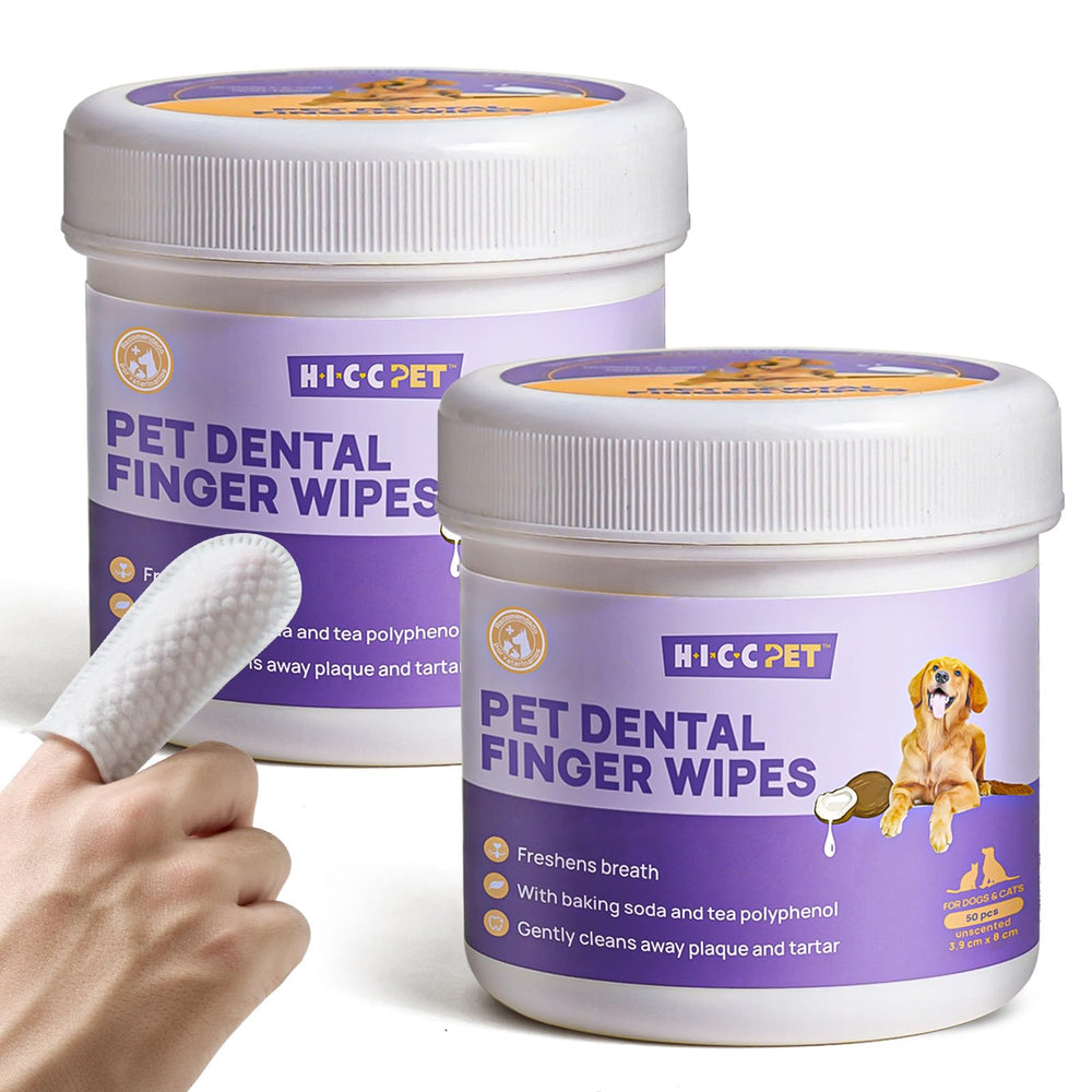 HICC PET teeth wipes pack 100-count box for dog and cat oral care.