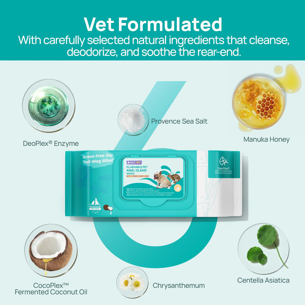 HICC PET Wipes being used on a paw for clean, deodorized paws.