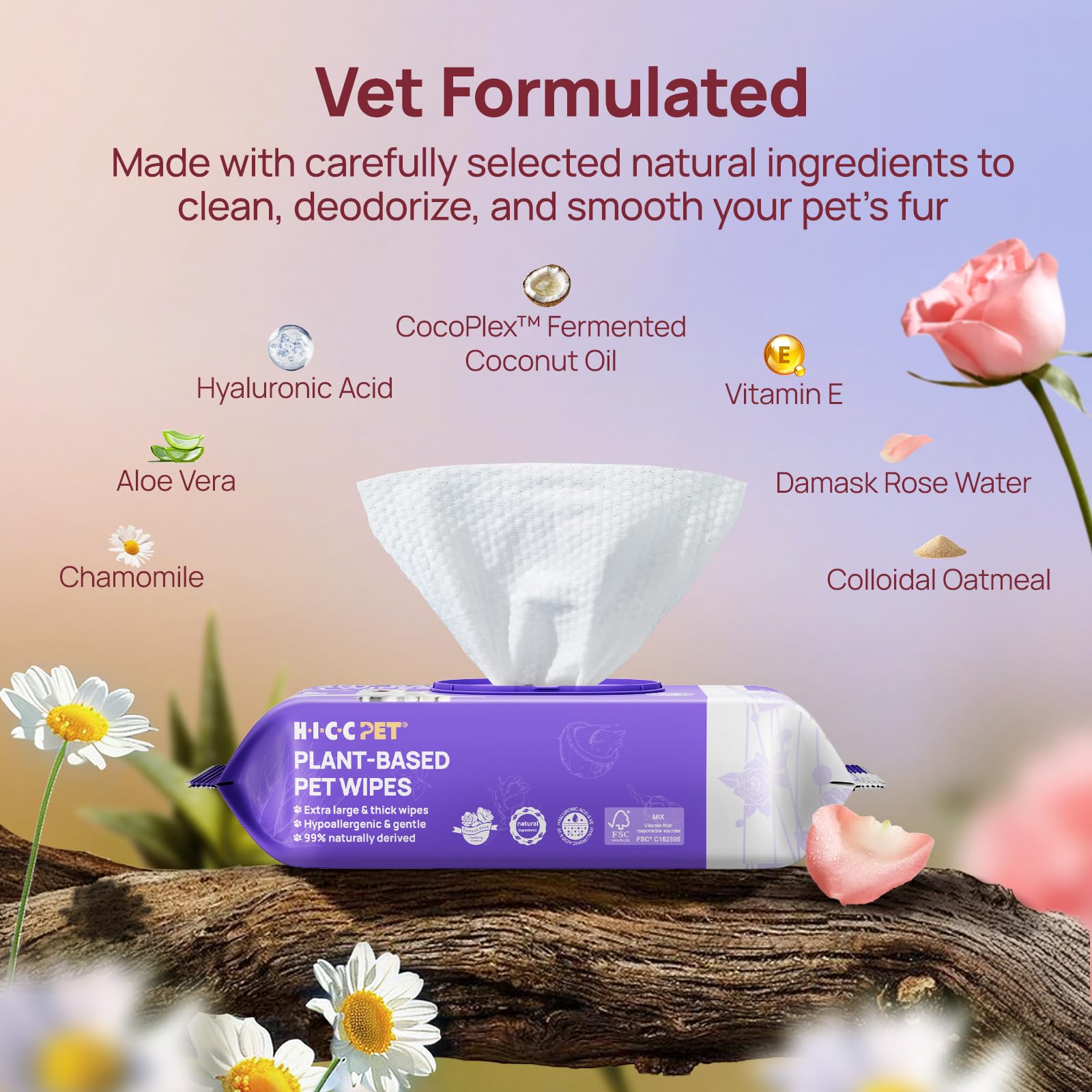 HICC PET Wipes fur smoothing action adds shine to coat