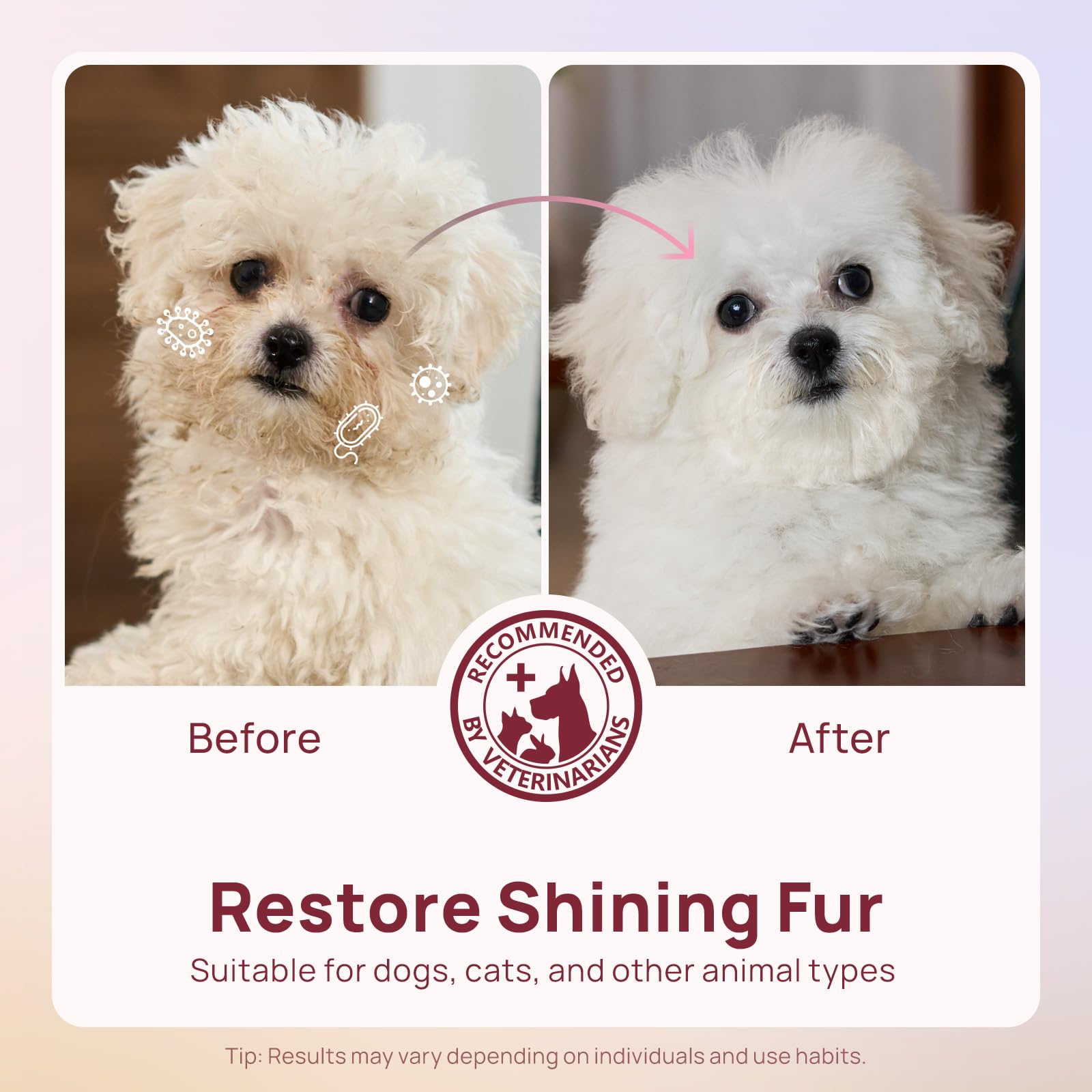 HICC PET Wipes hydration action moisturizes and nourishes fur.