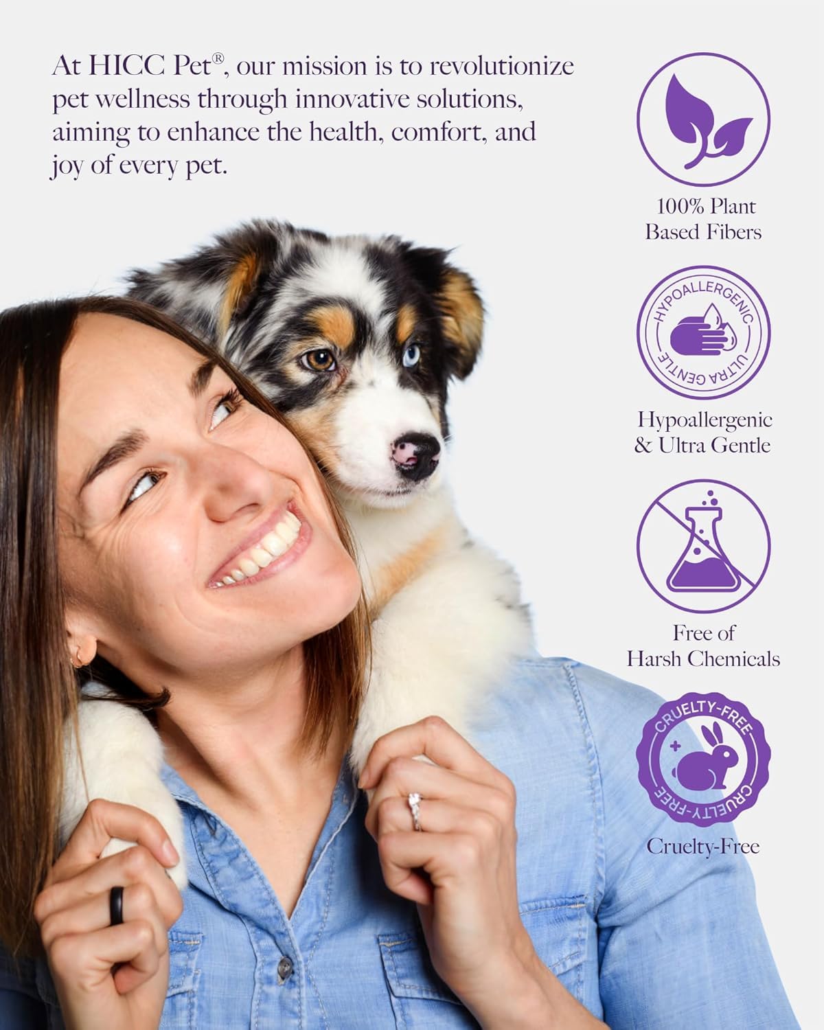HICC PET wound-safe wipe, gentle cleaning without irritation