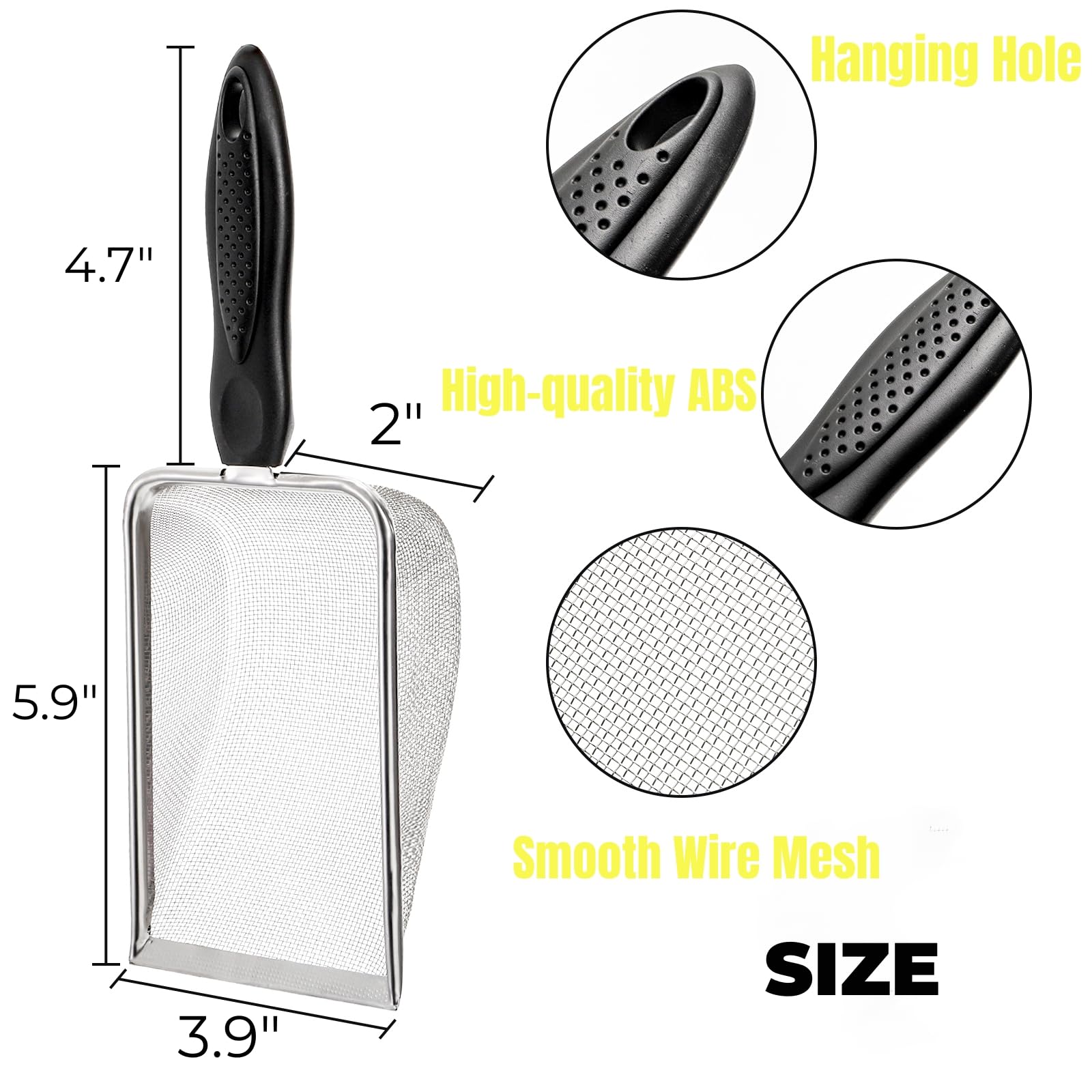 Hiceeden stainless steel mesh shovel highlighting rust-proof durability