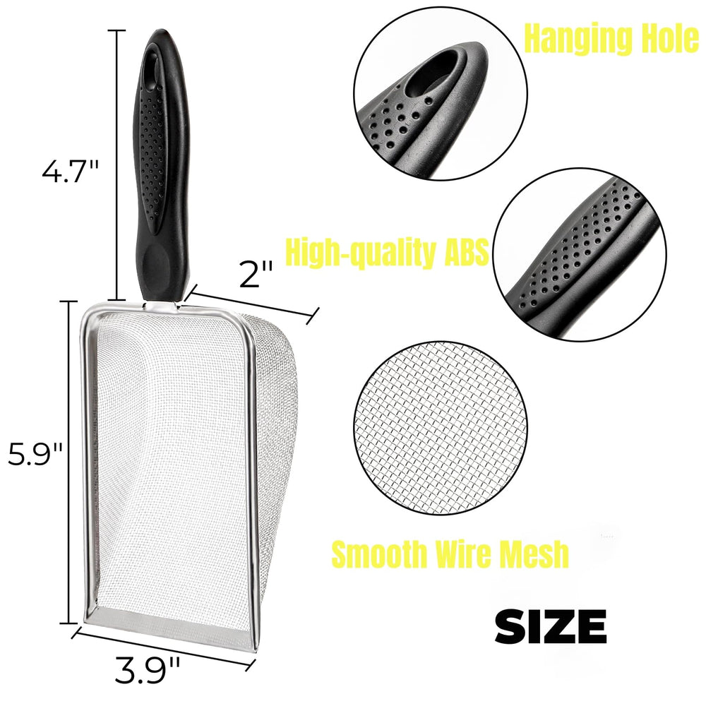 Hiceeden stainless steel mesh shovel highlighting rust-proof durability