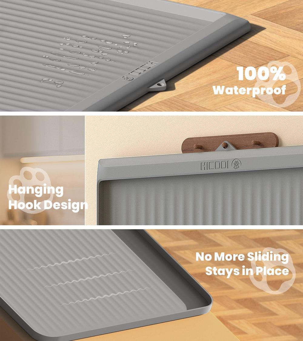 HICOOI non-slip textured base keeps mat in place for mess-free use.